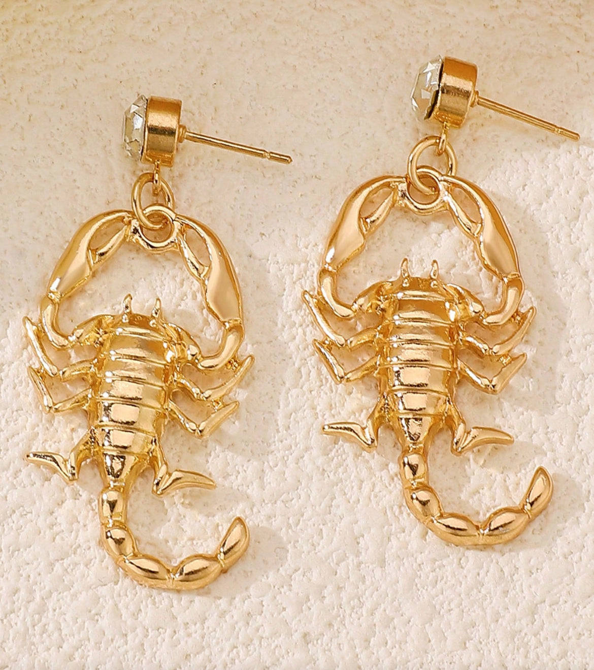 Scorpions Earrings with Rhinestone Embellishments