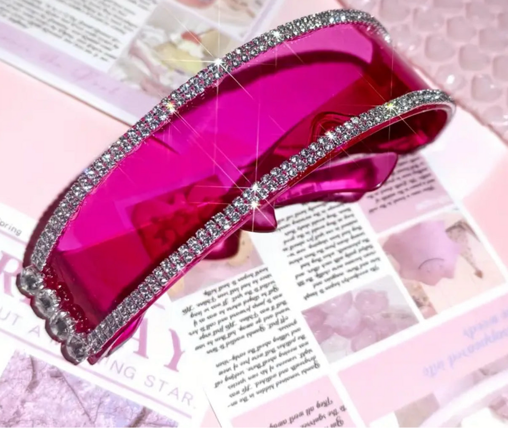 “Galaxy Barbie” Rose Pink Shiny Glasses + Water Crystal Frame
