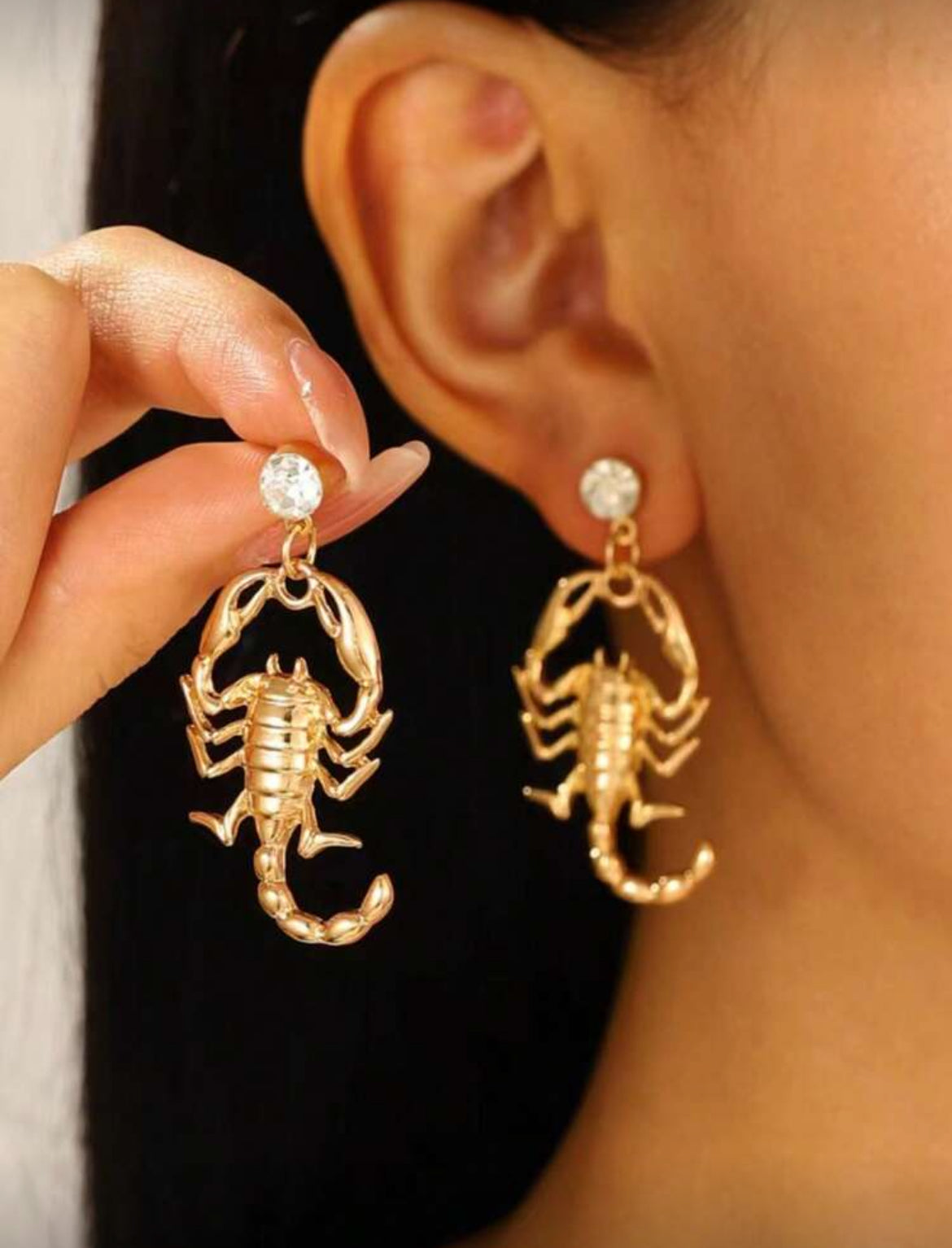 Scorpions Earrings with Rhinestone Embellishments