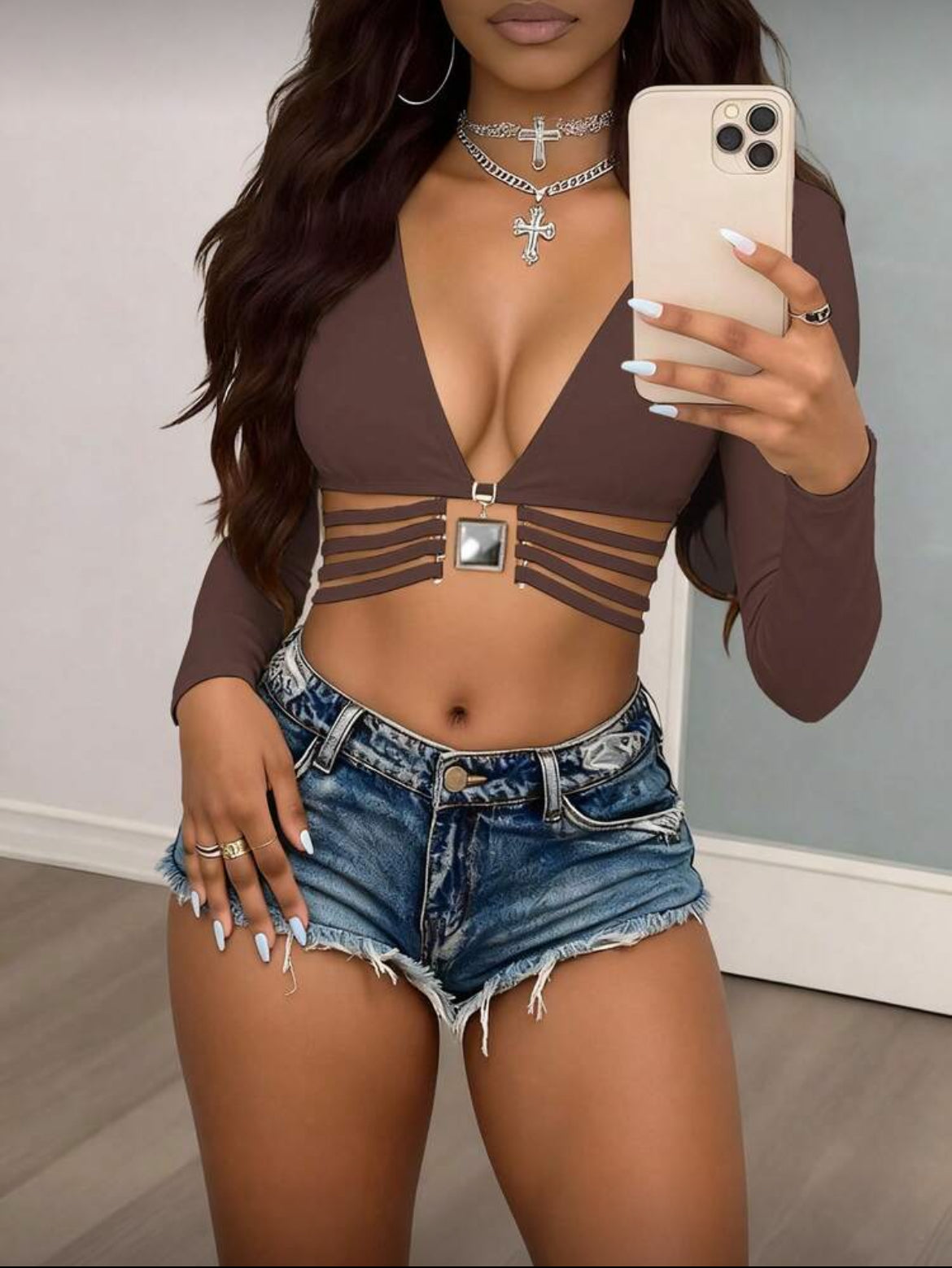 Sexy Deep V-Neck Streetwear Fitted Cropped Top