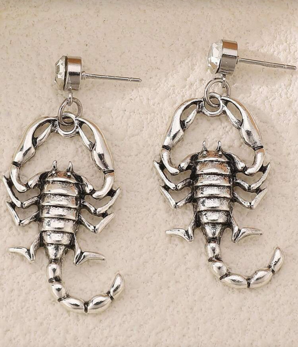 Scorpions Earrings with Rhinestone Embellishments