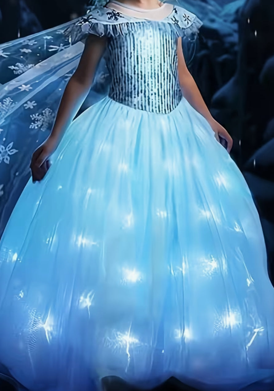 Girls Unicorm Dress Petal Sleeves, Mesh Detail, Knee-Length with Bow Accent 🦄