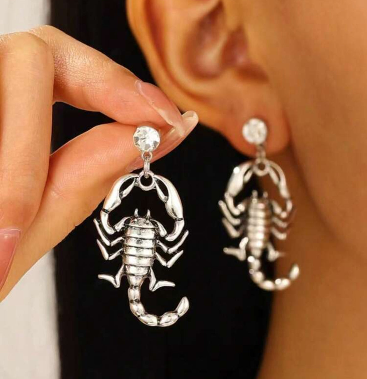Scorpions Earrings with Rhinestone Embellishments