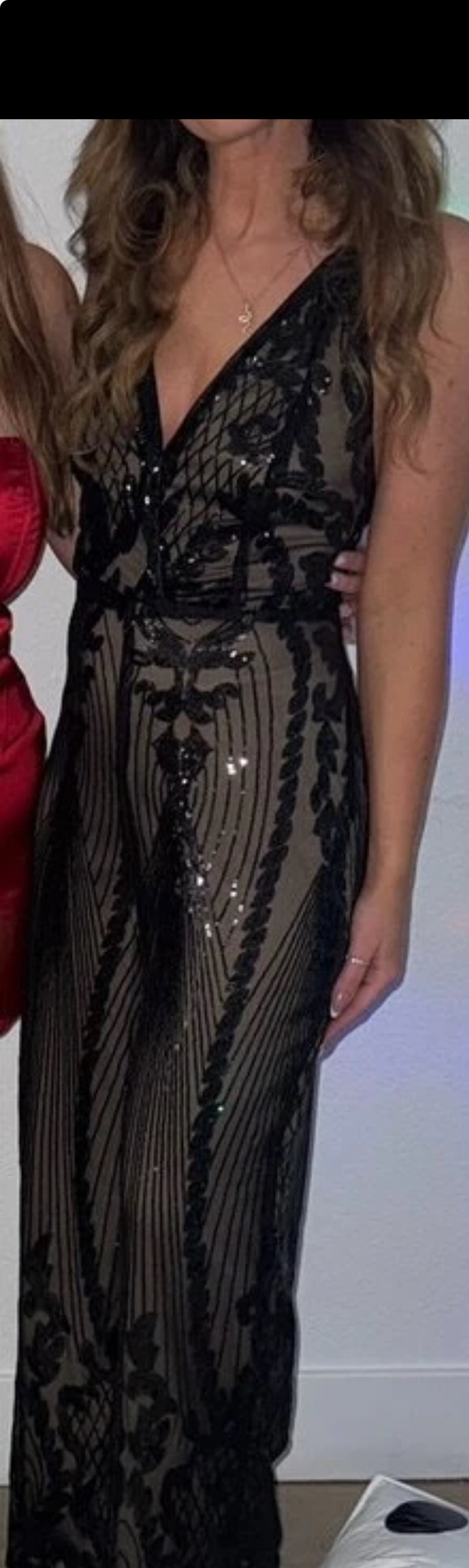 Women's Sequin Deep V-Neck Wide Leg Jumpsuit