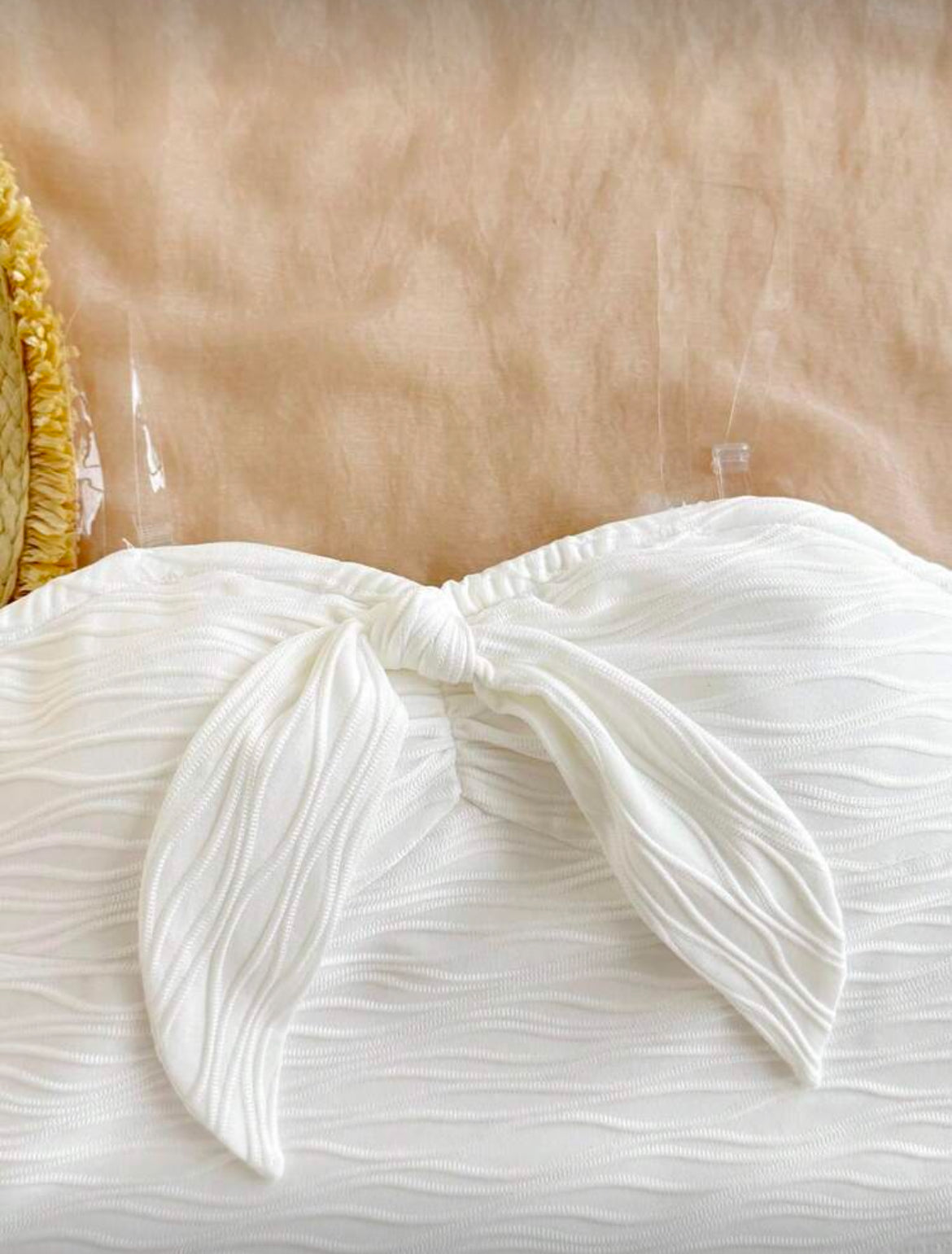 2pcs Tween Girls' Tie-Up Bow Cami Top And Shorts Set