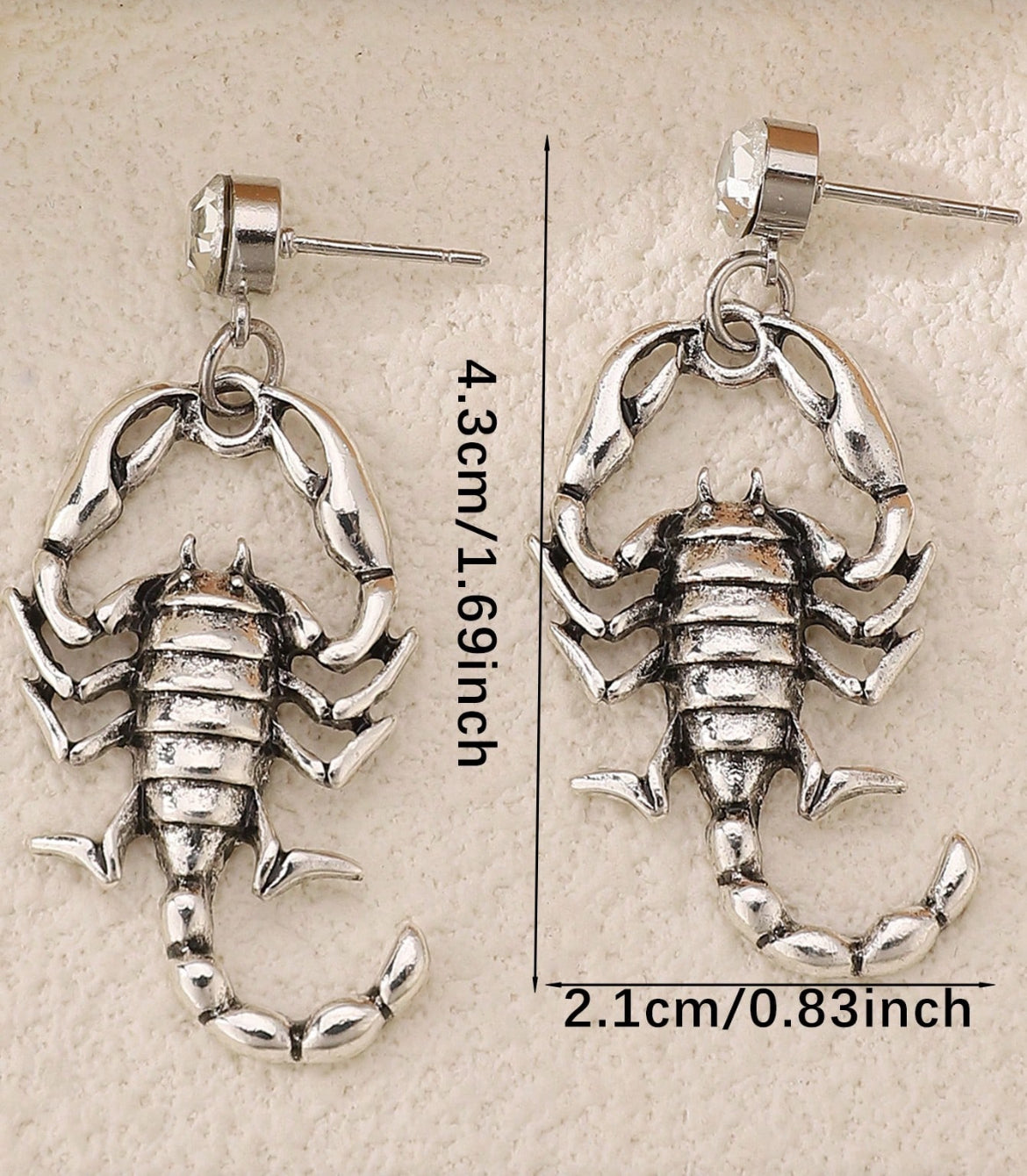 Scorpions Earrings with Rhinestone Embellishments