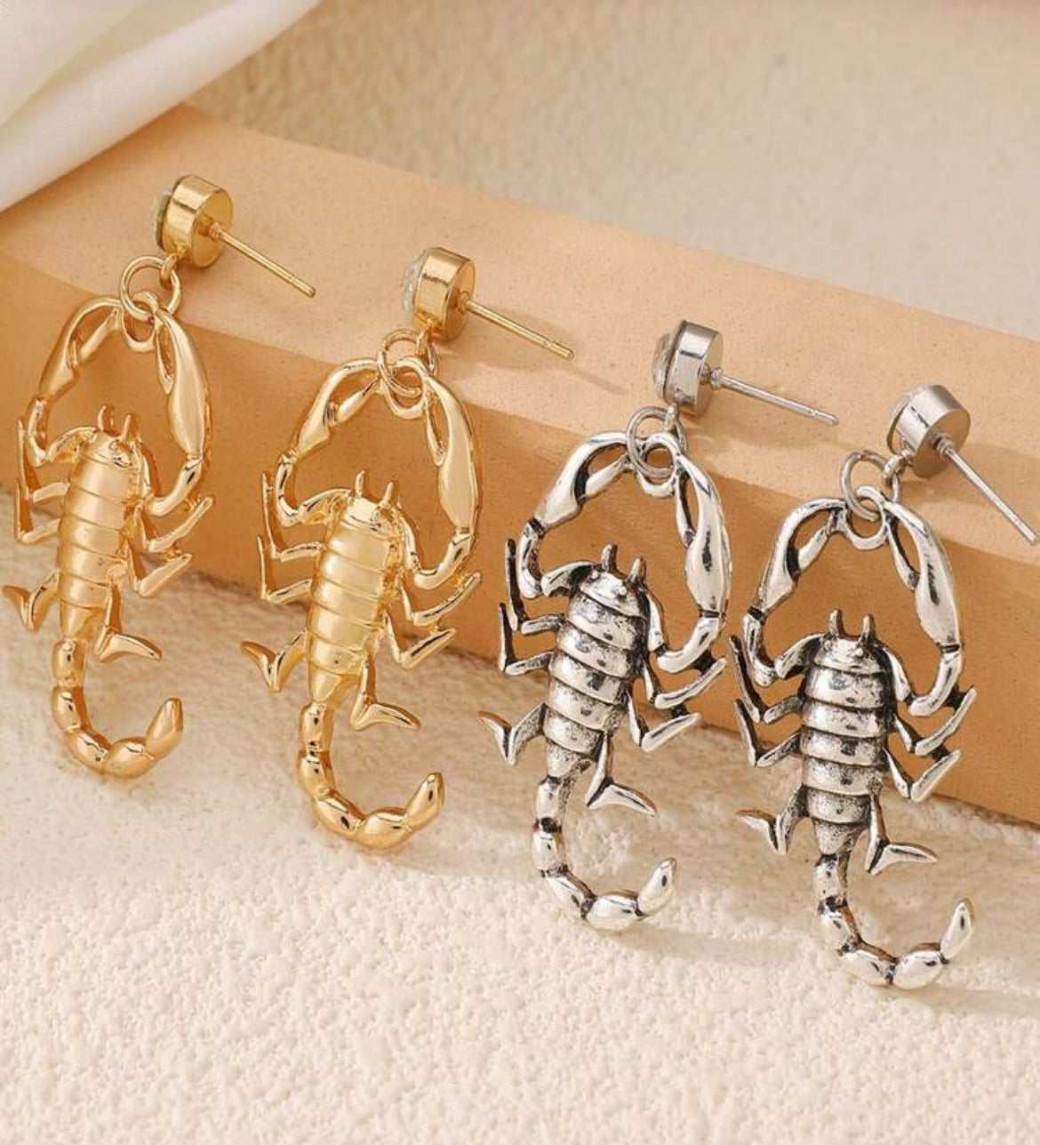 Scorpions Earrings with Rhinestone Embellishments