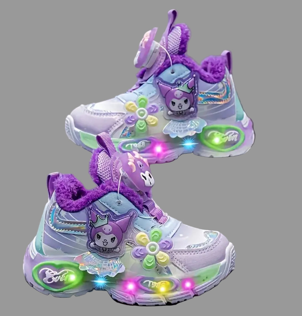 Girls Hello Kitty Glowing Lights Sneakers with  Rotating Lock Closure,