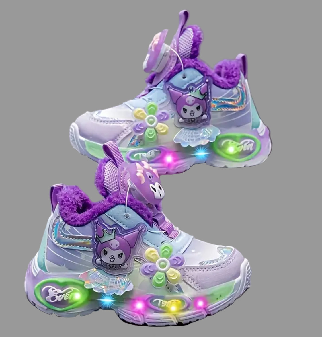 Girls Hello Kitty Glowing Lights Sneakers with  Rotating Lock Closure,