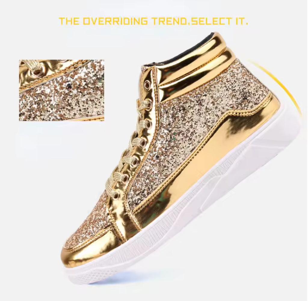 Men’s High Top Fashion Luxury Glitter Sneakers 