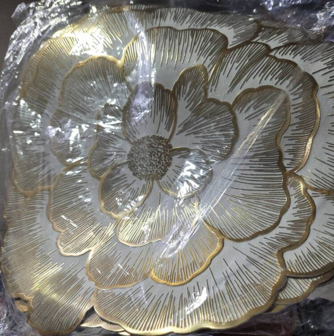 Chic Gold & White Peony Flower Design Placemats | 15 Inch- Washable, Easy To Clean & Heat Resistant