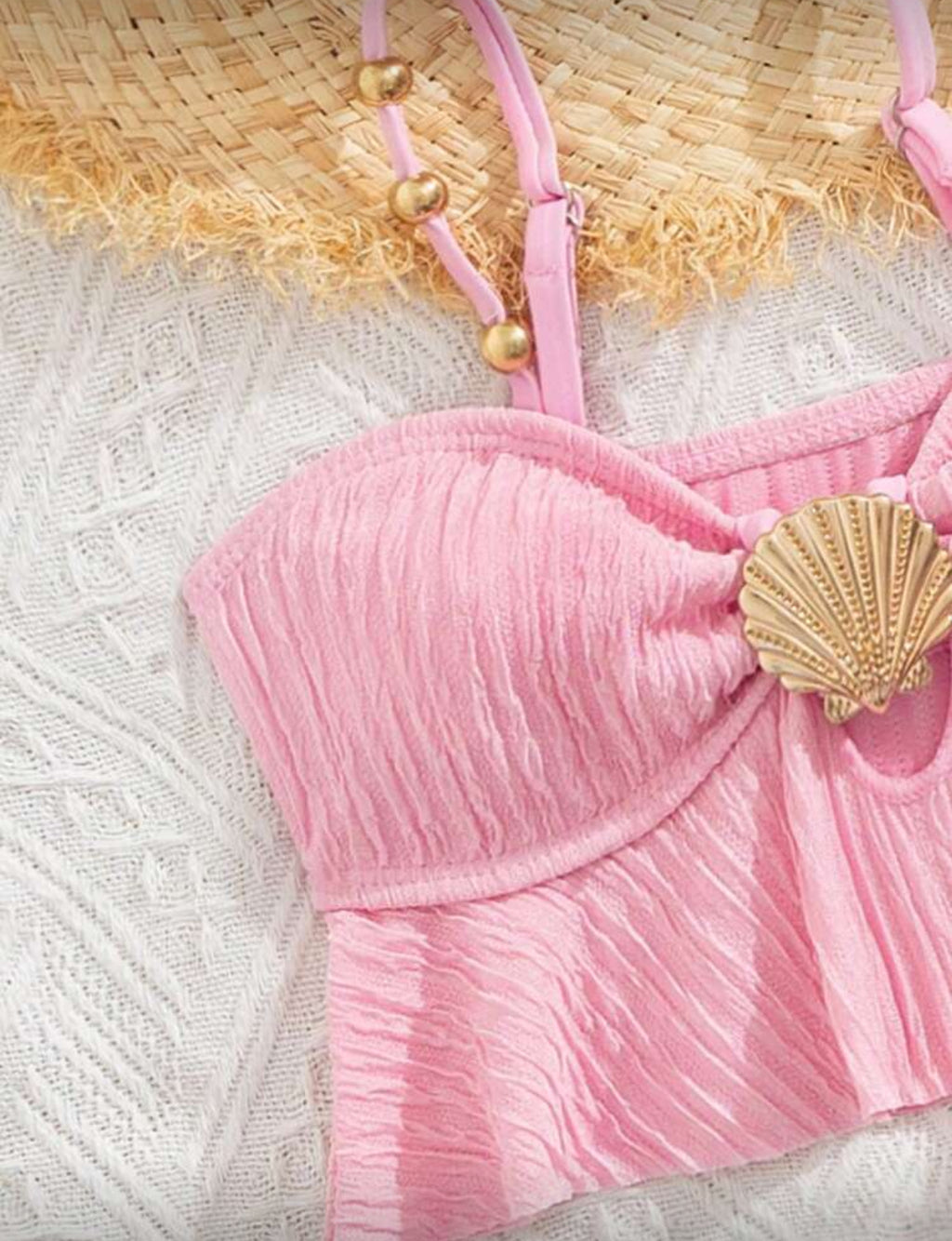 Girls Mermaid Shells Swimsuit With Matching Bottom 