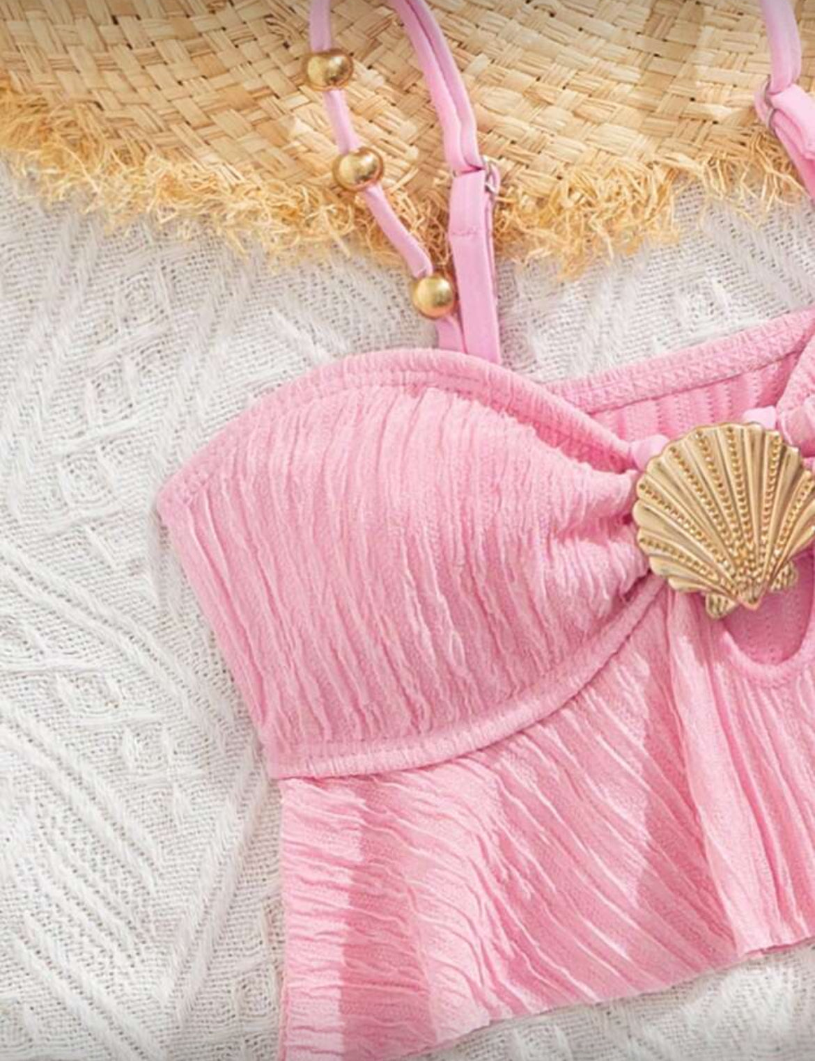 Girls Mermaid Shells Swimsuit With Matching Bottom 