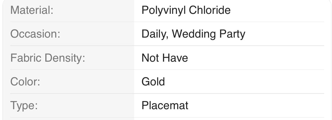 Chic Gold & White Peony Flower Design Placemats | 15 Inch- Washable, Easy To Clean & Heat Resistant