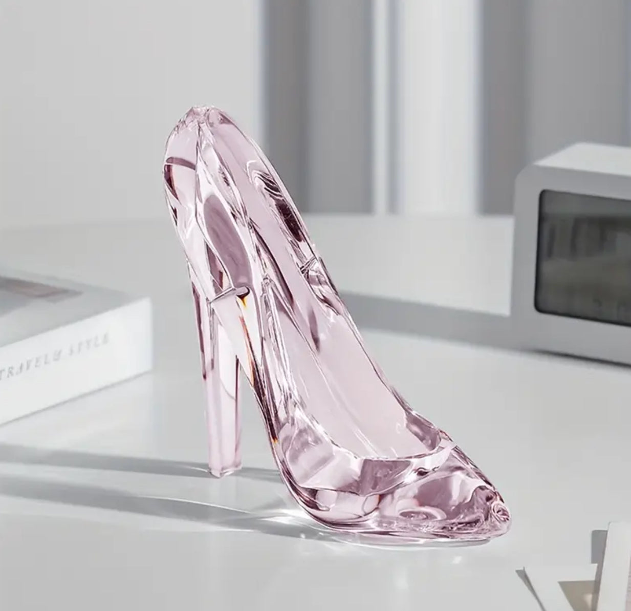 Elegant Acrylic Crystal Shoe Ornament | Transparent Jewelry Organizer or Birthday /Home Decor