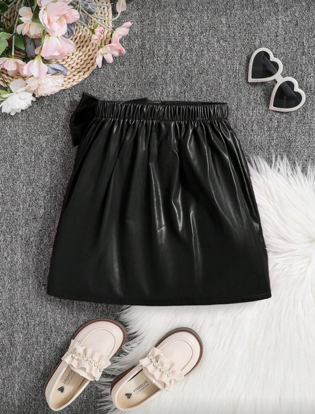 Tween Girls’ Faux Leather Fashion Skirt Pu Leather