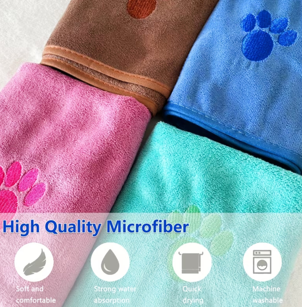 Paw Print Pet Robe 1pc- Adjustable Hook-and-Loop & Rope Closure, Machine Washable 