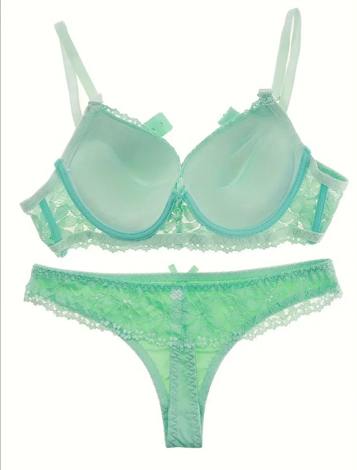 Intricate Luxury Floral Design Non-See-Through Push-Up Bra & Matching Thong Set