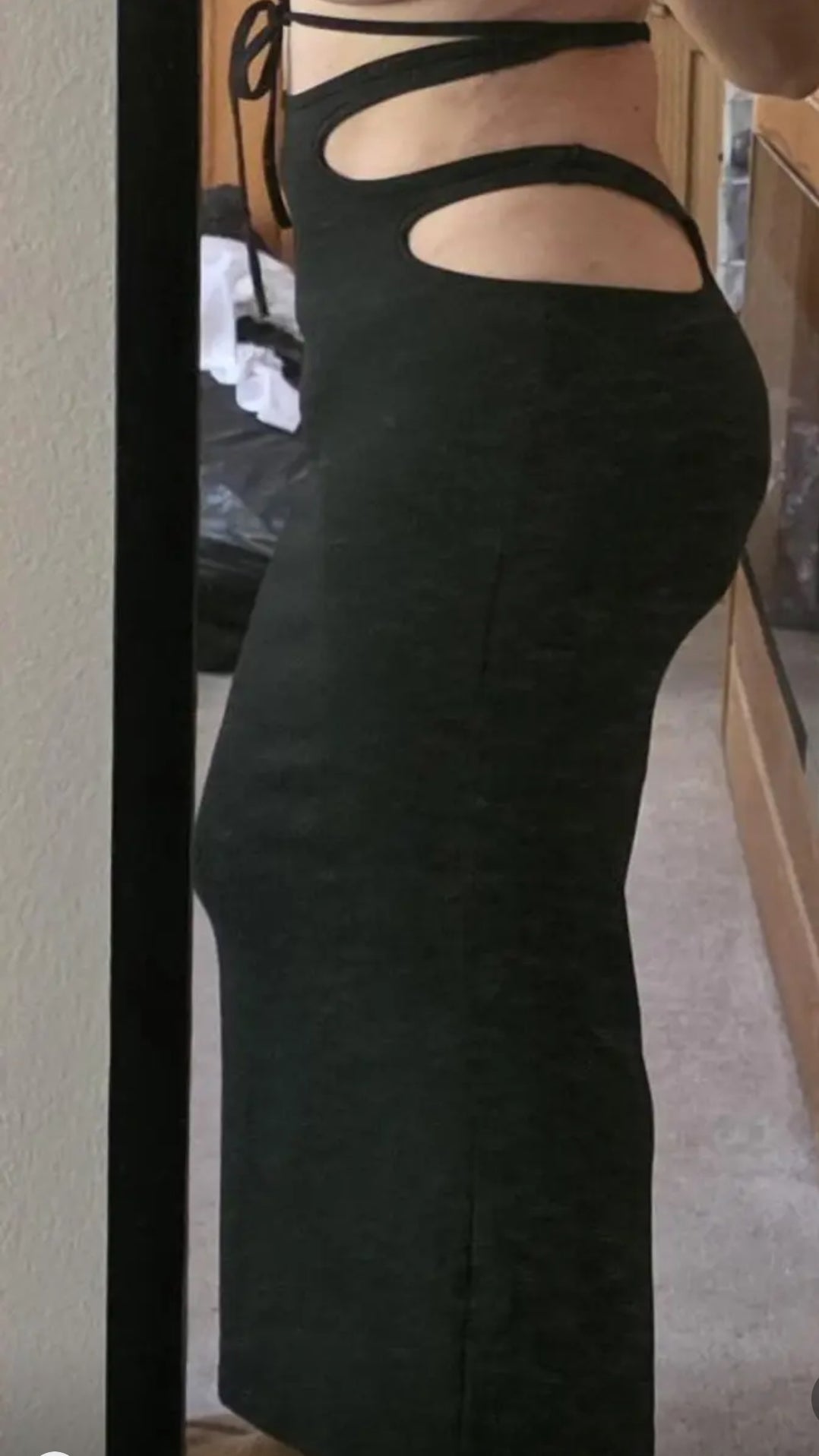 Cut Out High-Waisted Bodycon Skirt - Adjustable Lace-Up