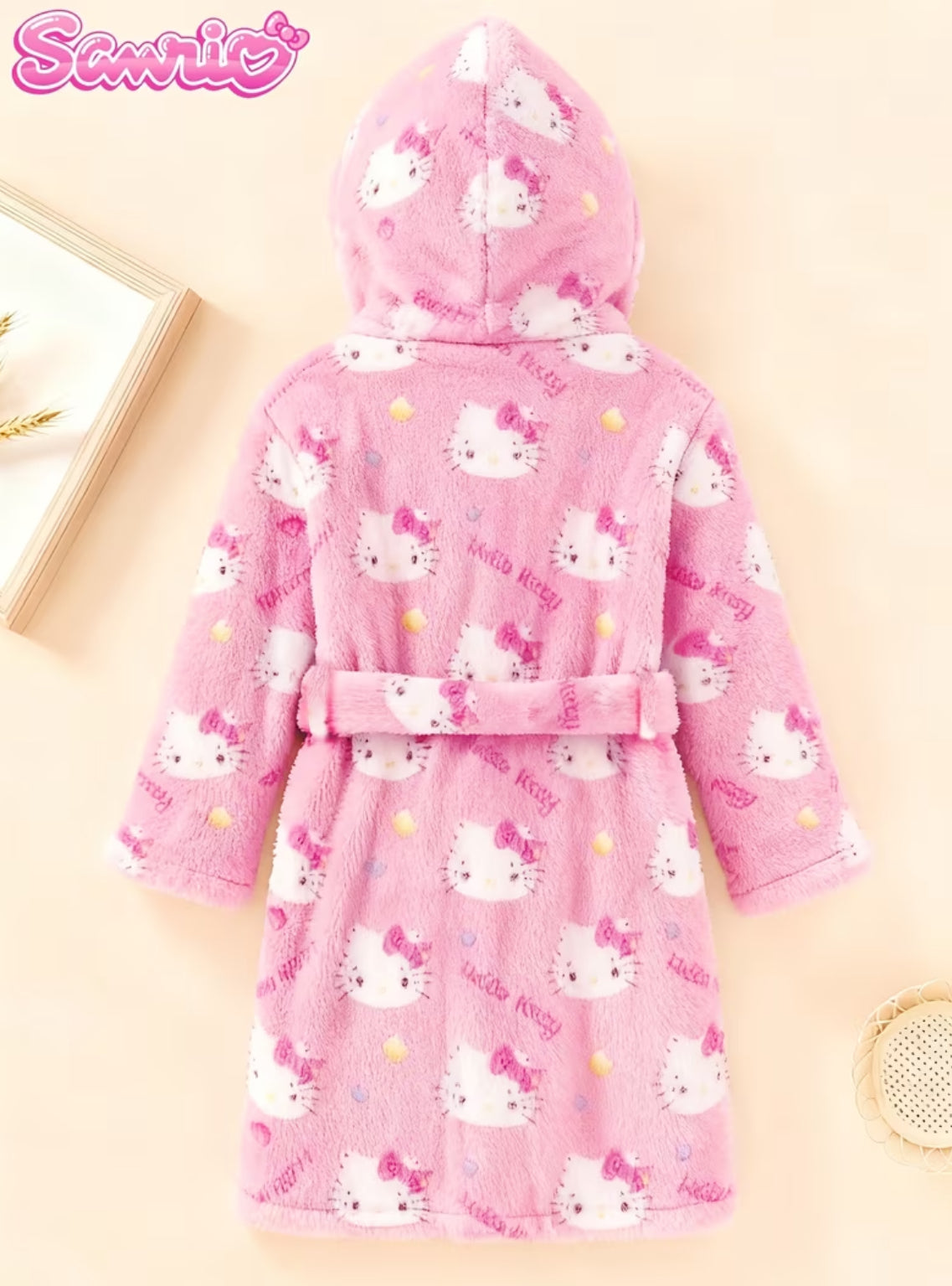 “Hello Kitty” Children’s Hooded Belted Flannel Robe Robe