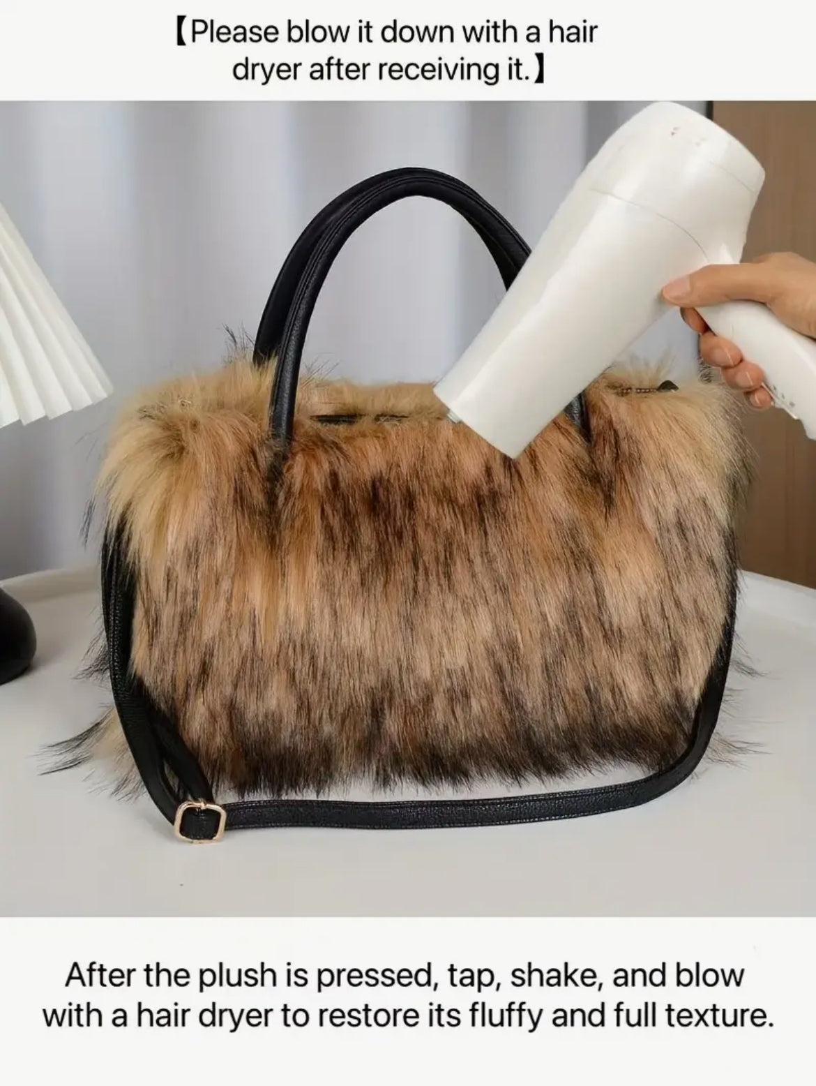 Faux Mink Plush Fur Shoulder-Crossbody Handbags