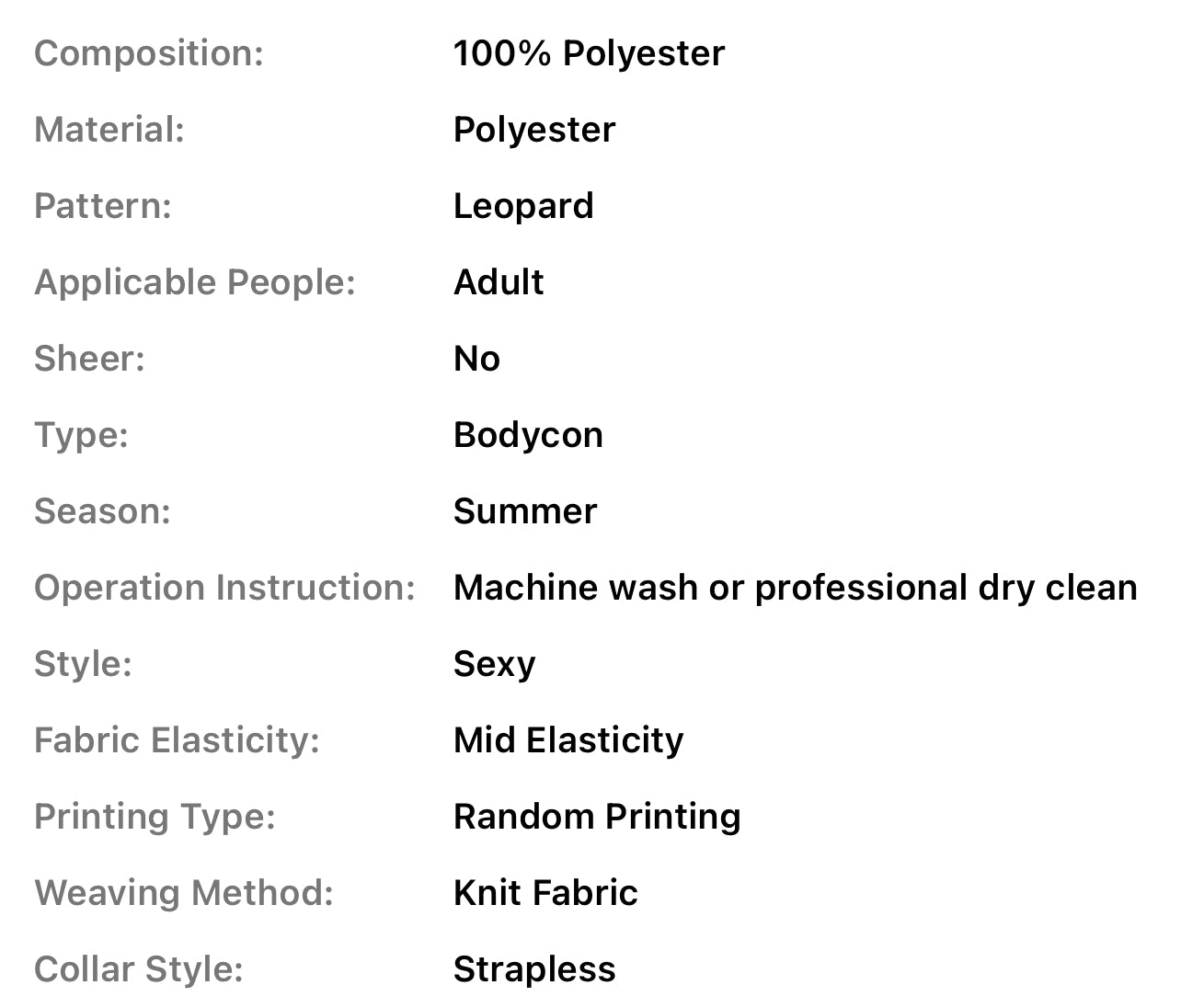 “Leopard Sequin” Women's Strapless One-Shoulder Bodycon Dress