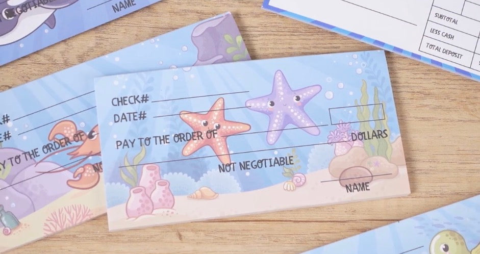 Toy Checks For Kids 300 Sheets Checkbook with Pretend Deposit Slip and Check Register
