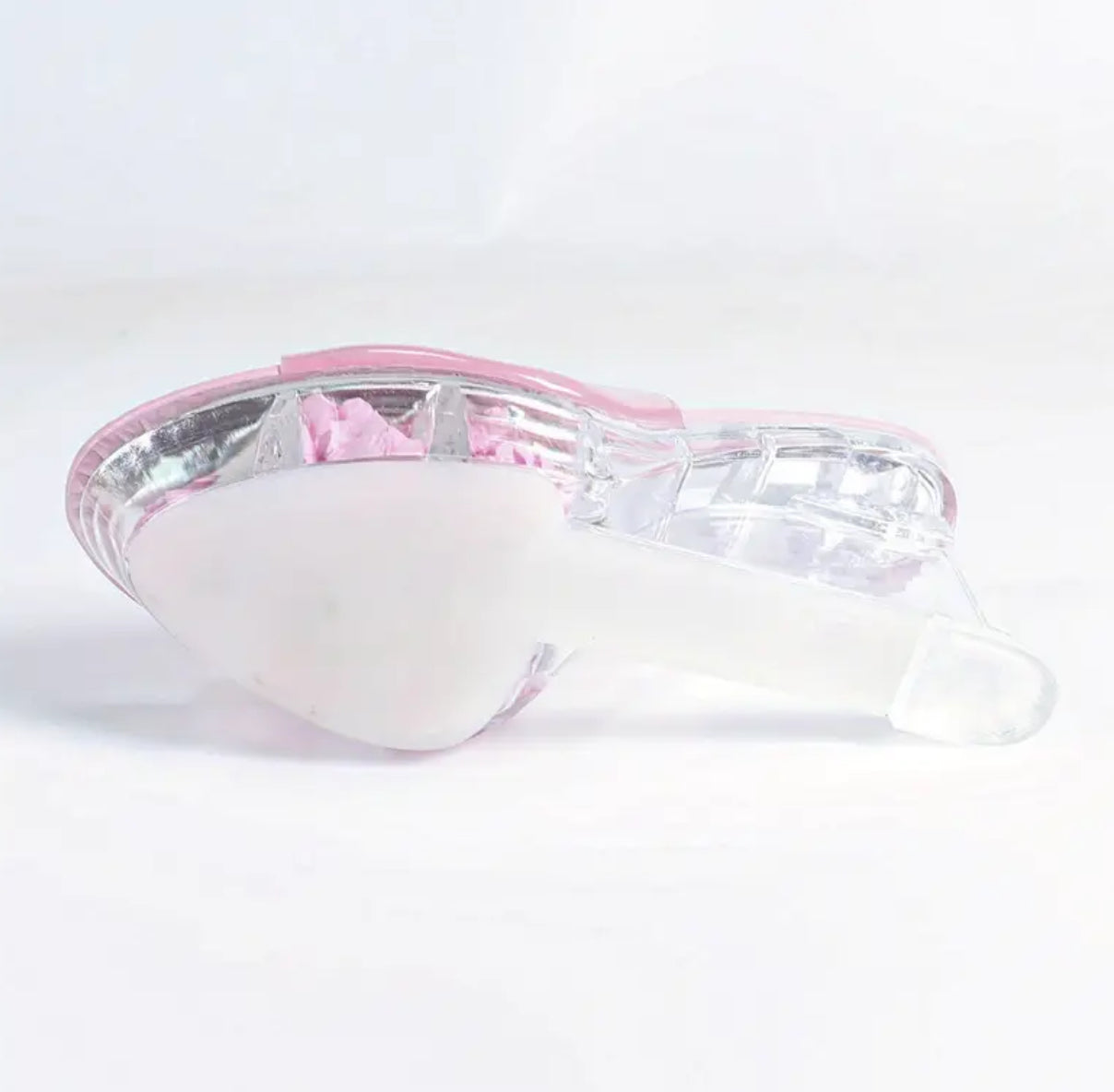 Women’s Clear Wedge Sandals - Thick Clear Platform Heel, Pink Rose Accents