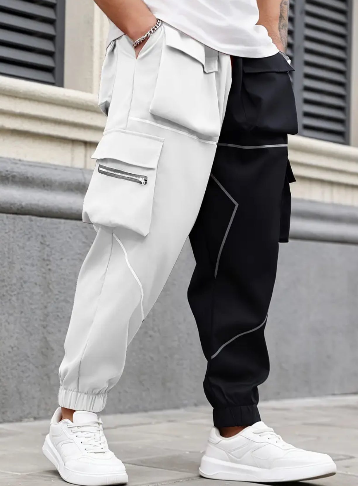 6XL Men’s Color Block Design Jogger Cargo Pants