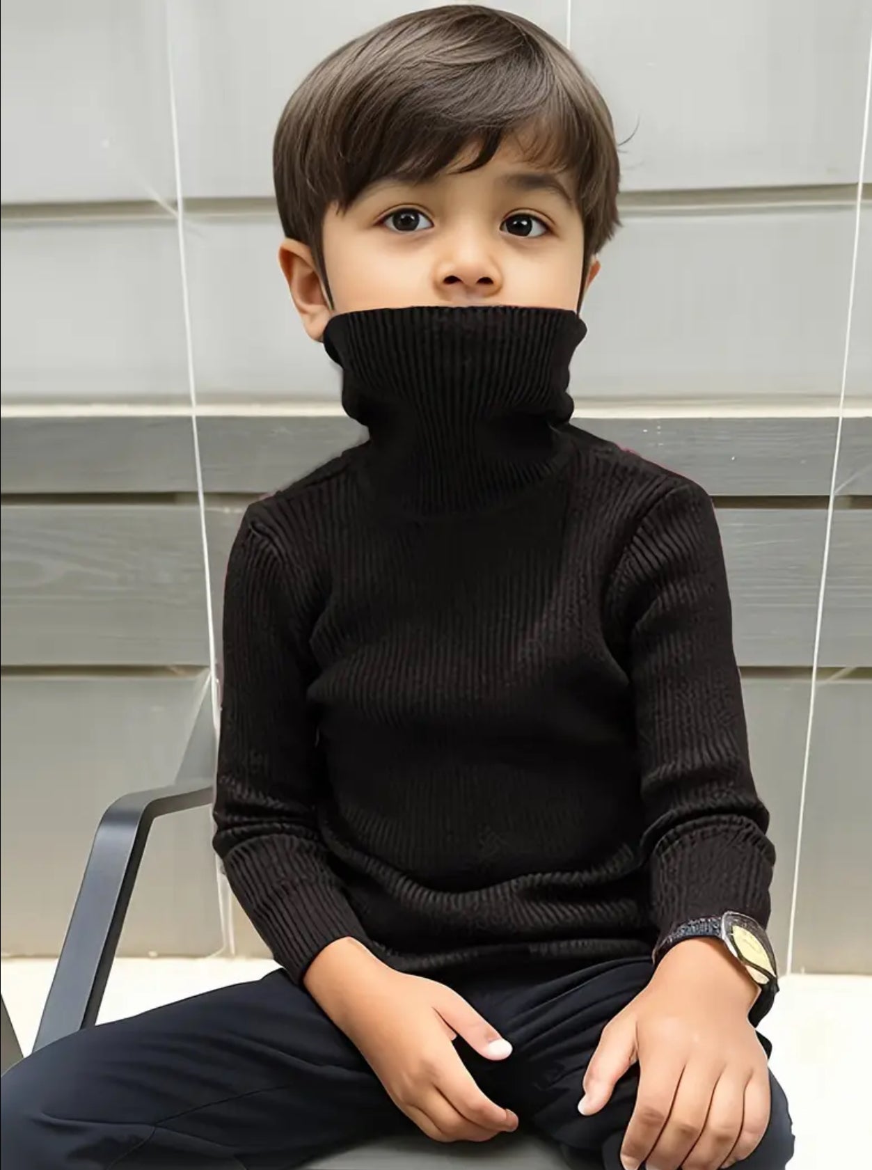 Boys Cable Knit Turtleneck Sweater