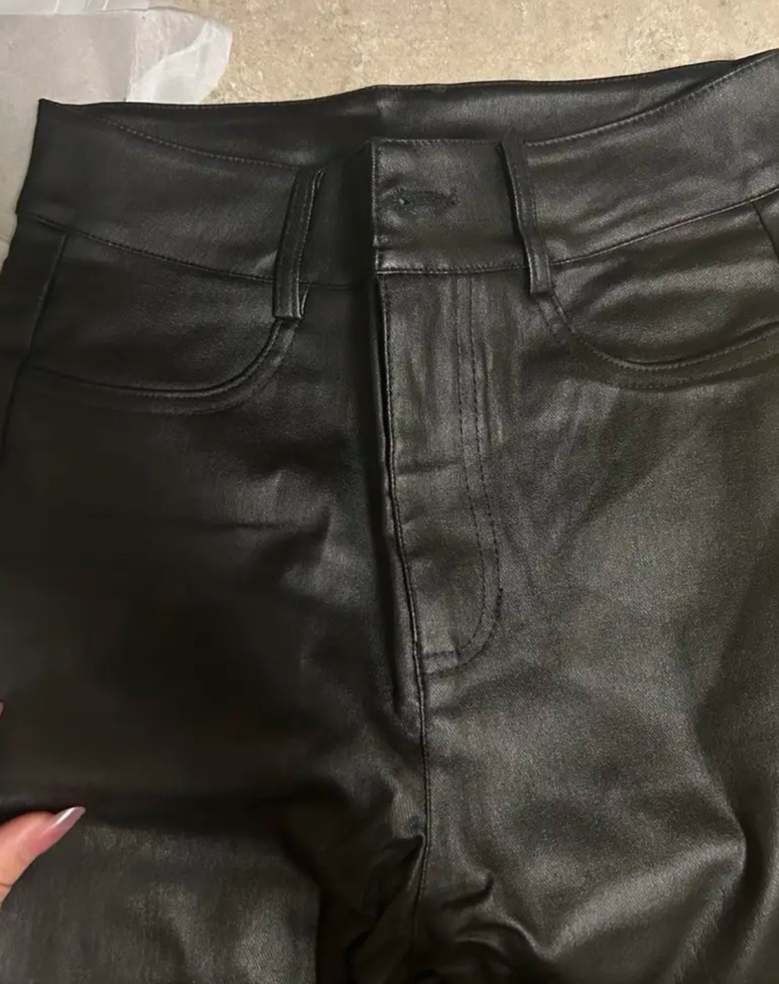 Women's Flared Bell Bottom High-Waisted, Faux Leather- Machine Washable 