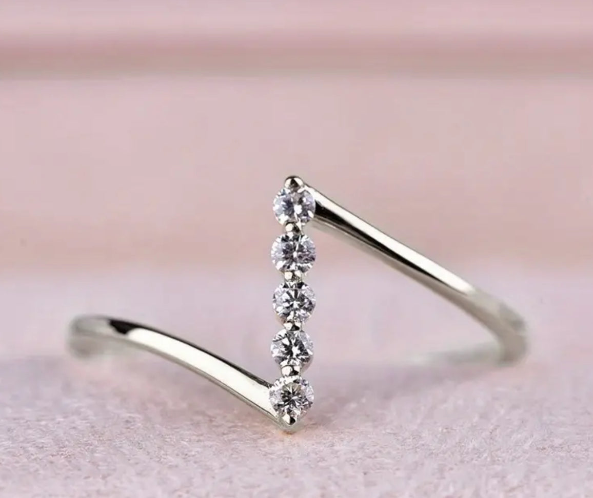 Minimalist Design Cubic Zirconia Accents Luxury Thin Ring - 18K Golden Plated