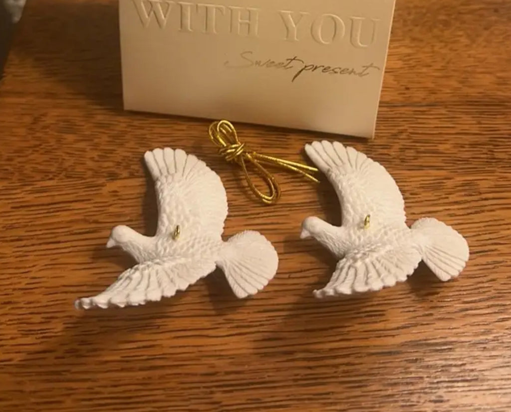 “Home Alone Doves” Resin/2pcs Charming Dove Ornaments/Peace Doves/ Decoration for All Occasions