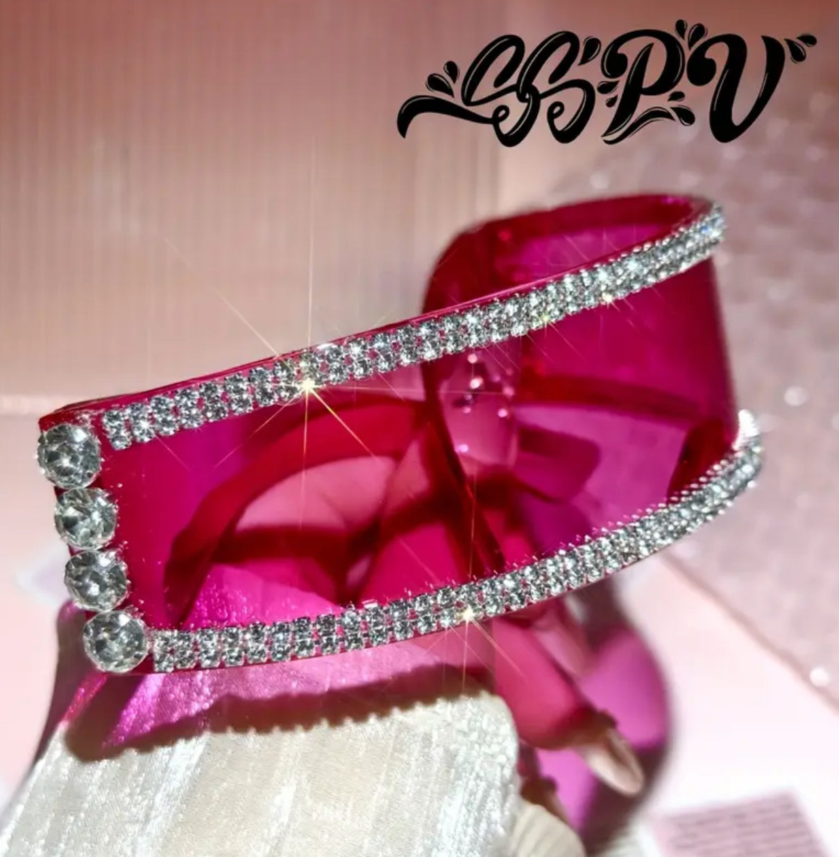 “Galaxy Barbie” Rose Pink Shiny Glasses + Water Crystal Frame