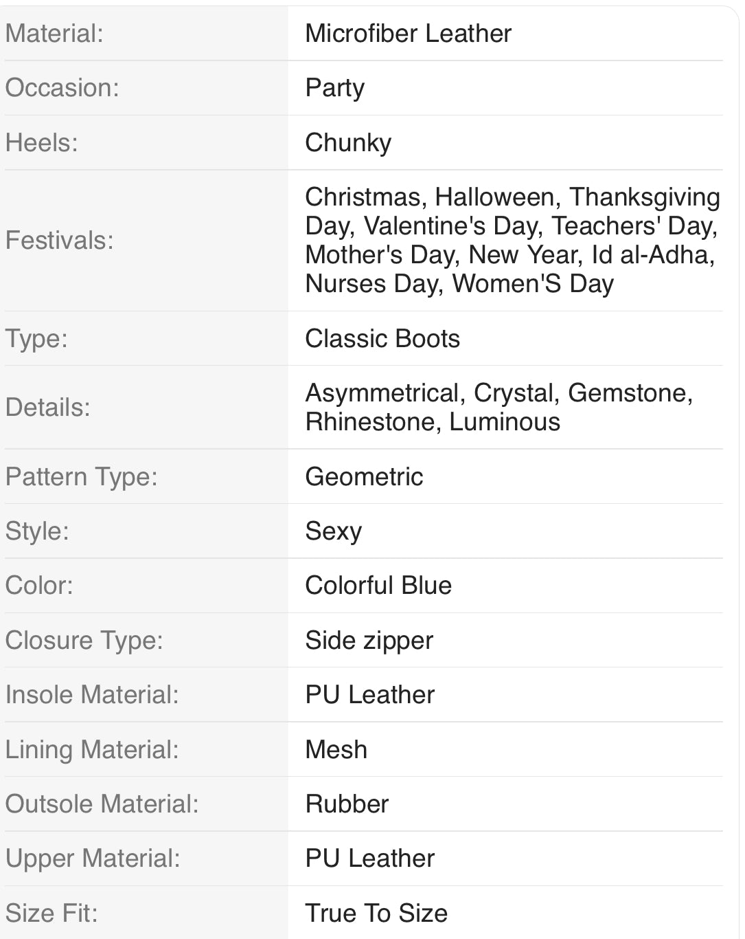 Magic Blue Crystal Diamonds Encrusted Women's Mid-calf Boots, Side Zipper 