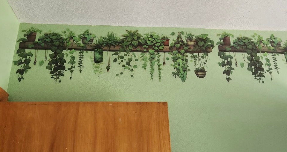 1pc Vinal Fresh Potted Green Plants & Vine Wall Decal Sticker