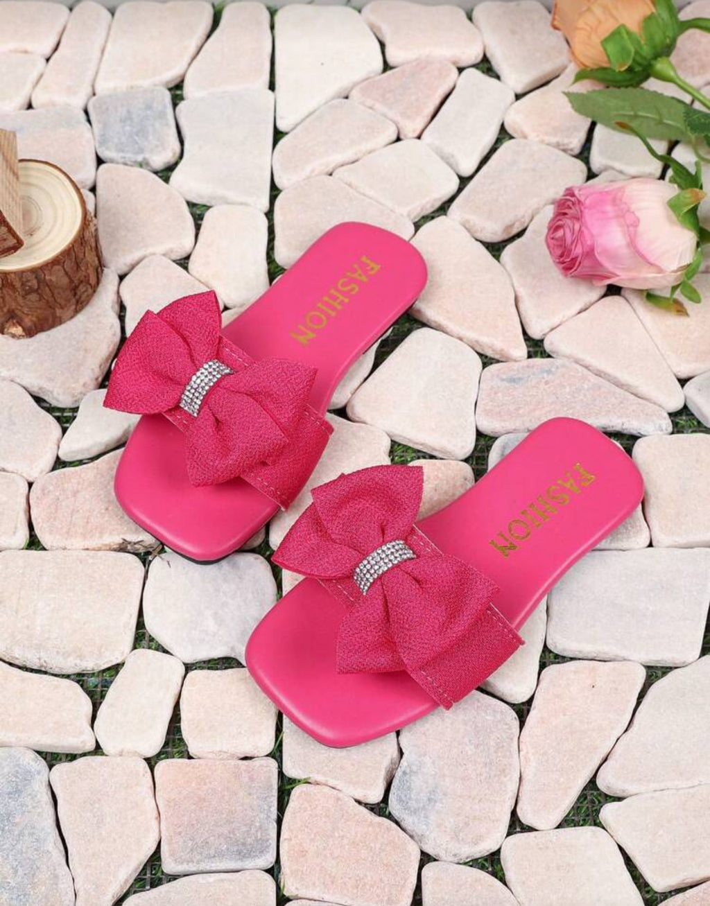 Girls “Bows & Rhinestones” Non-Slip Sandals