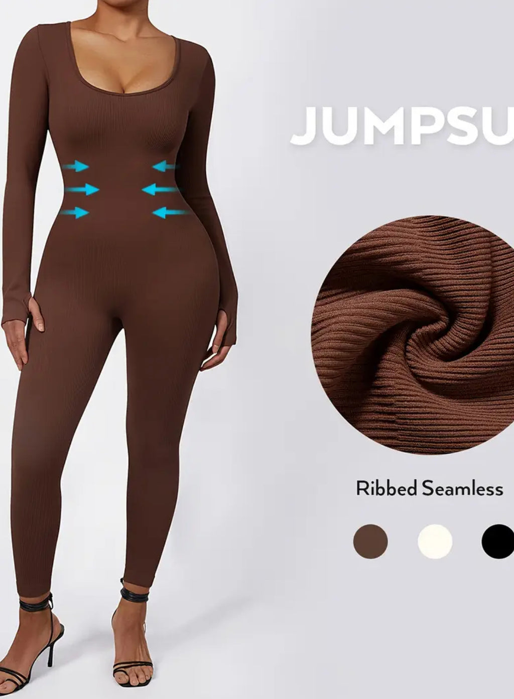 "Tessa ”  Long Sleeve Athletic Seamless Workout Bodysuit