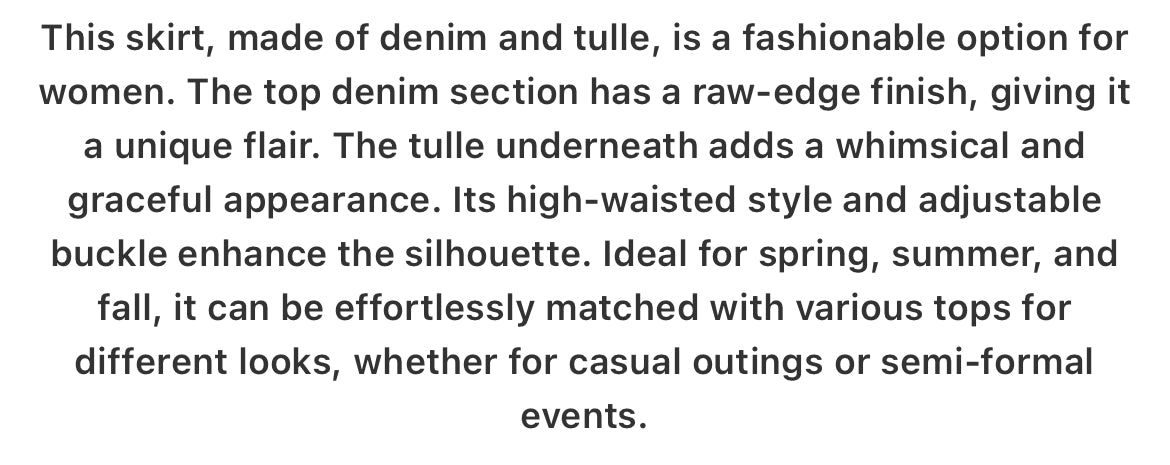 Women’s ‘COUNTRY 🌾 WHIMSICAL’ Tulle & Denim Skirt