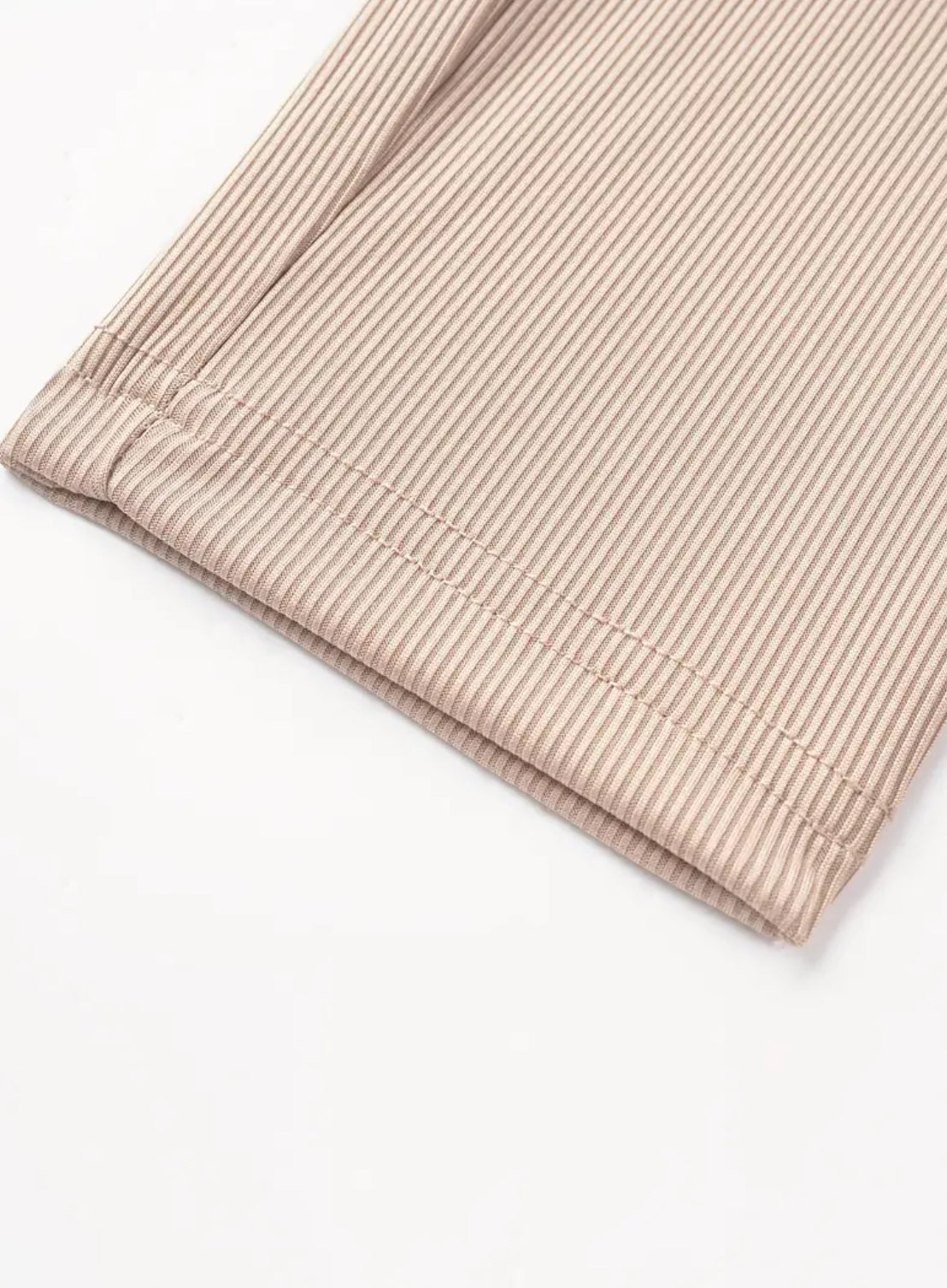 “Serene” Beige Bodycon Sleeveless Ribbed Design, Thin Straps Jumpsuit