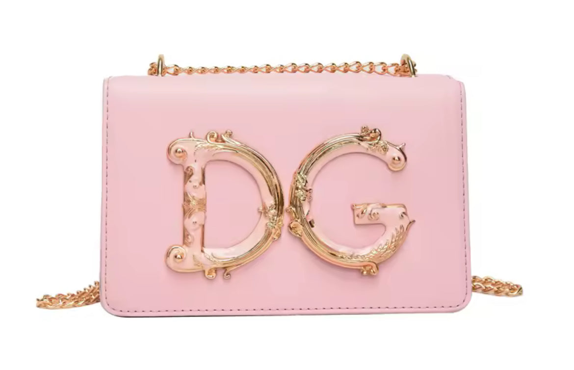 DG Chain Link Strap | Napa Leather Crossbody Shoulder Handbag 