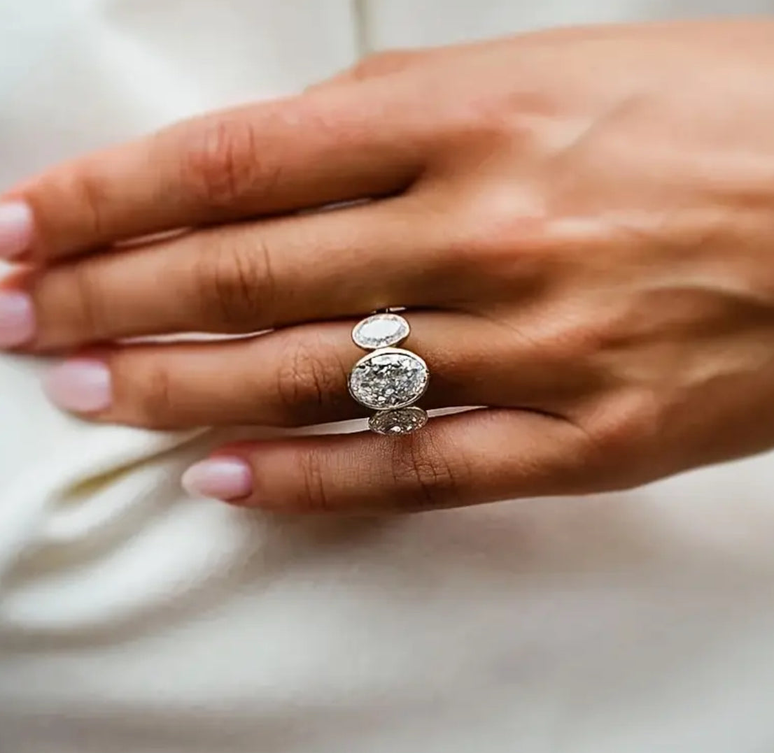 “ELEANOR” 18K Gold Plated Cubic Zirconia Accent Vintage Style Ring