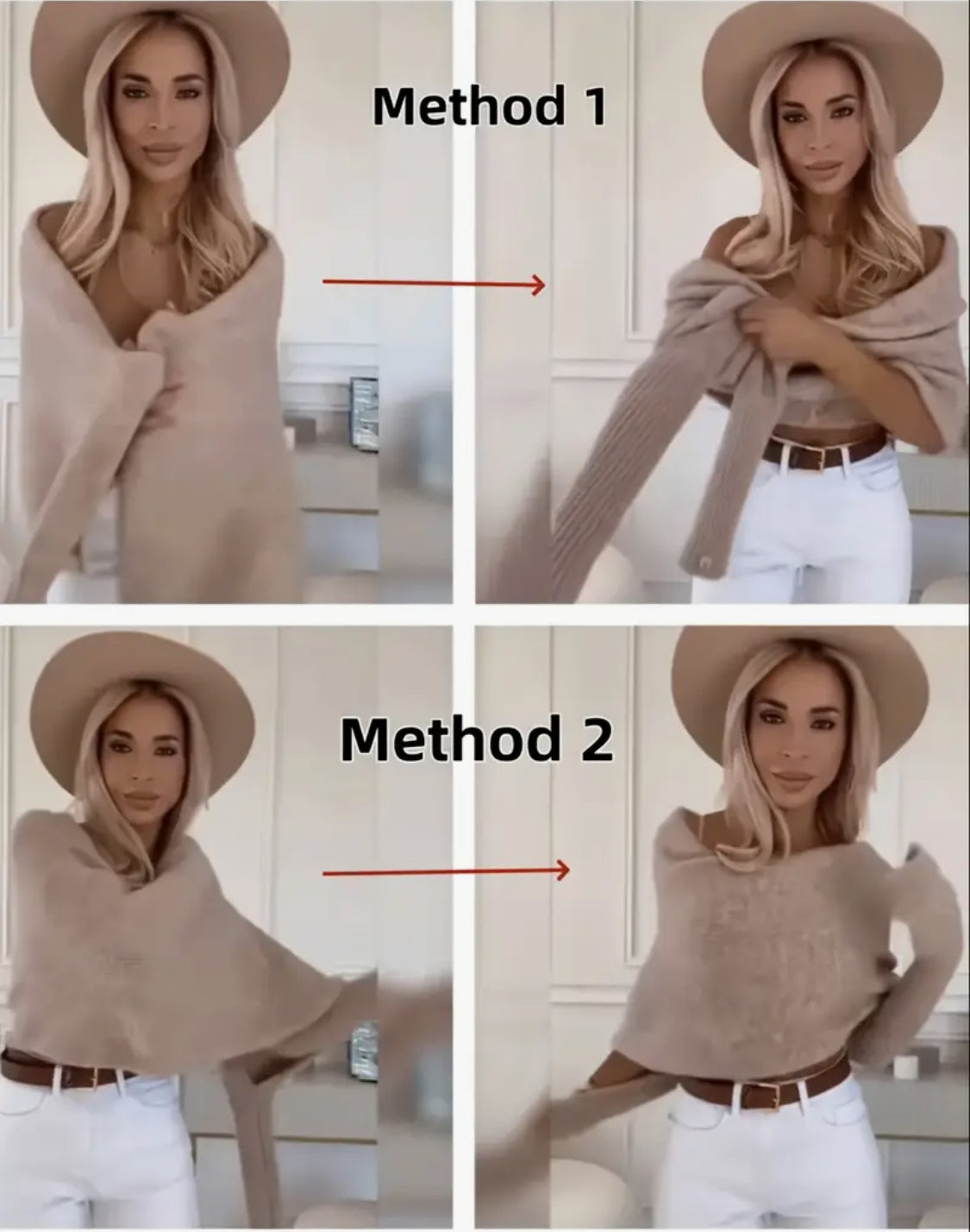 ‘Fall Chic’ Off-Shoulder Sweater Top with Crossover Front Detail & Optional Styling Looks