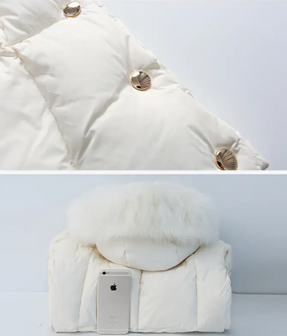 Kids Winter Parka Jacket with Hooded Fur Collar, Full-Zip Closure