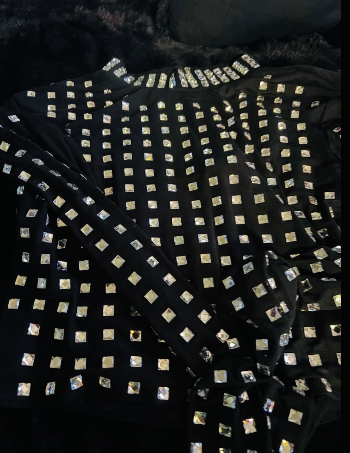 “Club Wear”  Rhinestones Embellished Long Sleeve Top