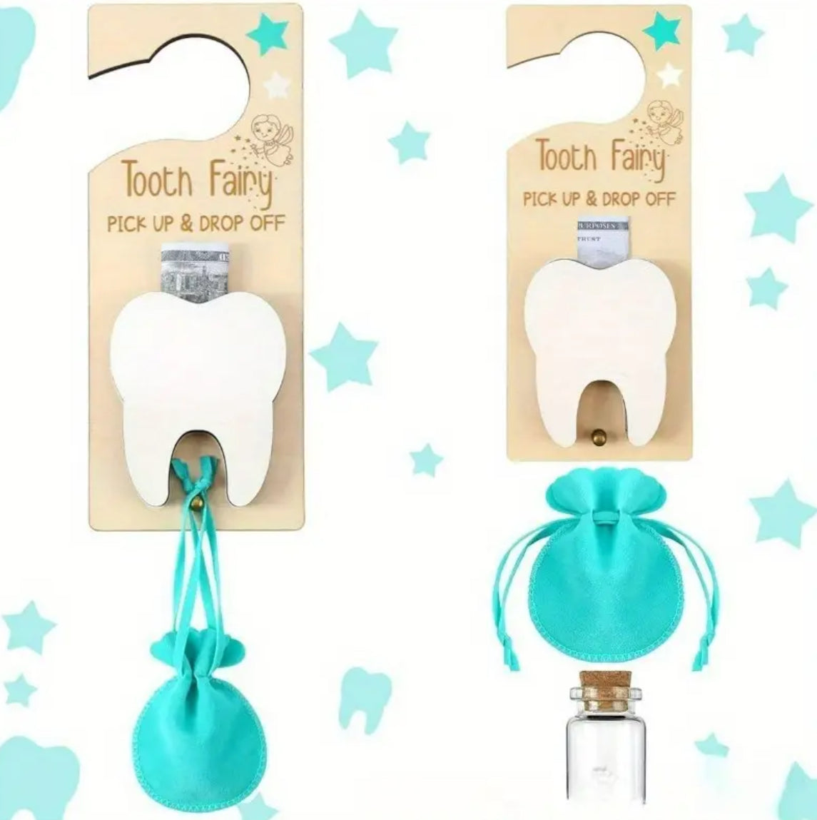 Kids' Tooth Fairy Door Hanger with Interactive Drop-Off Gift for Children