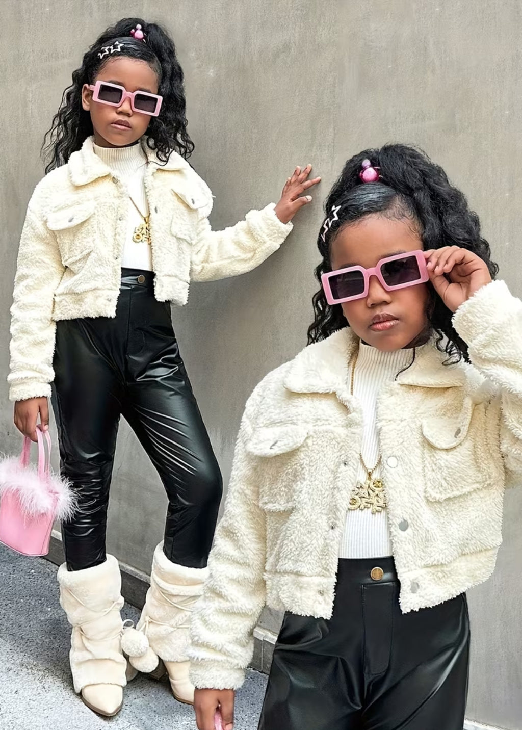 Girls' Trendy Casual Versatile Faux Fur Short Coat