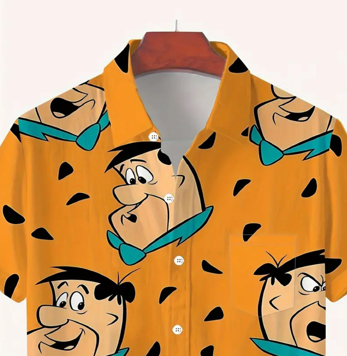 Flintstones Men’s Dress Shirt 🪵🦴 Lightweight Breathable & Quick-Dry, Plus Size