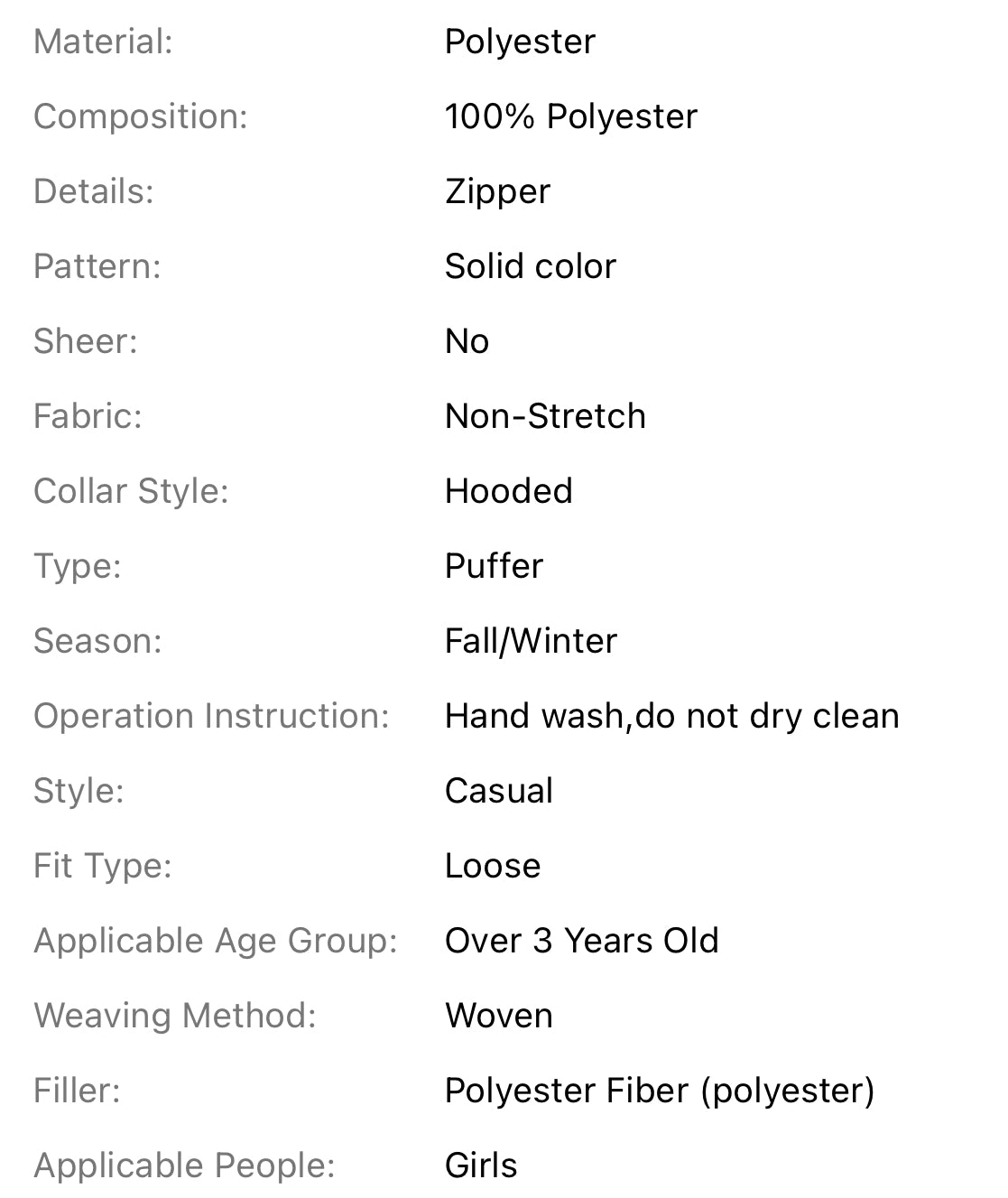 Kids Winter Parka Jacket with Hooded Fur Collar, Full-Zip Closure