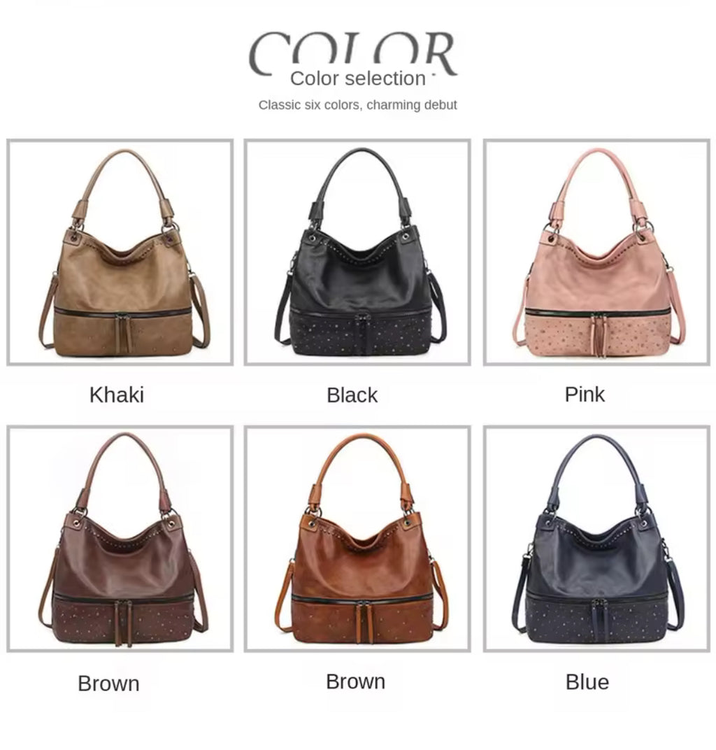 Retro Rivet Cross Body Tote Bag